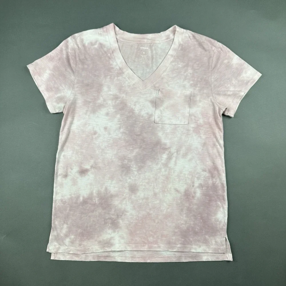 Sonoma Goods for Life Pink T-Shirt Women's Size Small V-Neck Top - Picture 2 of 9